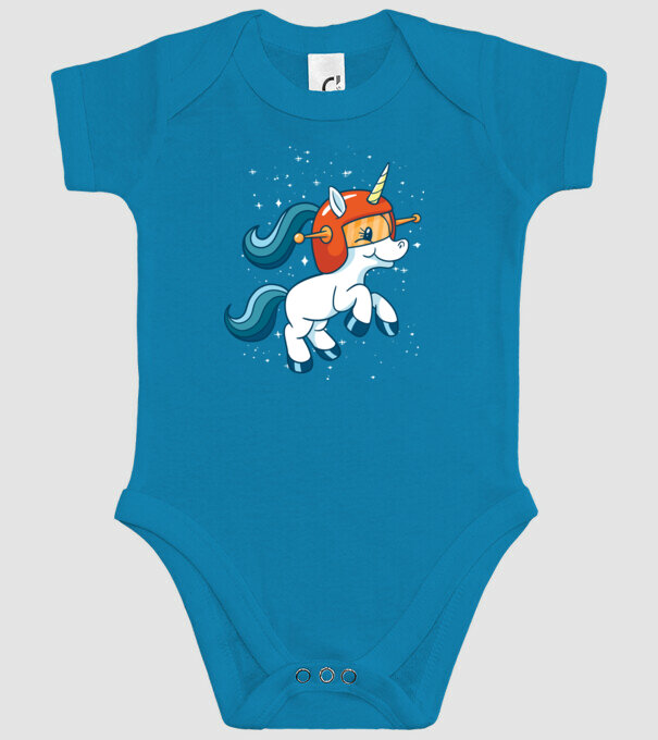 Unicorn Astronaut model turcoaz pe tricou