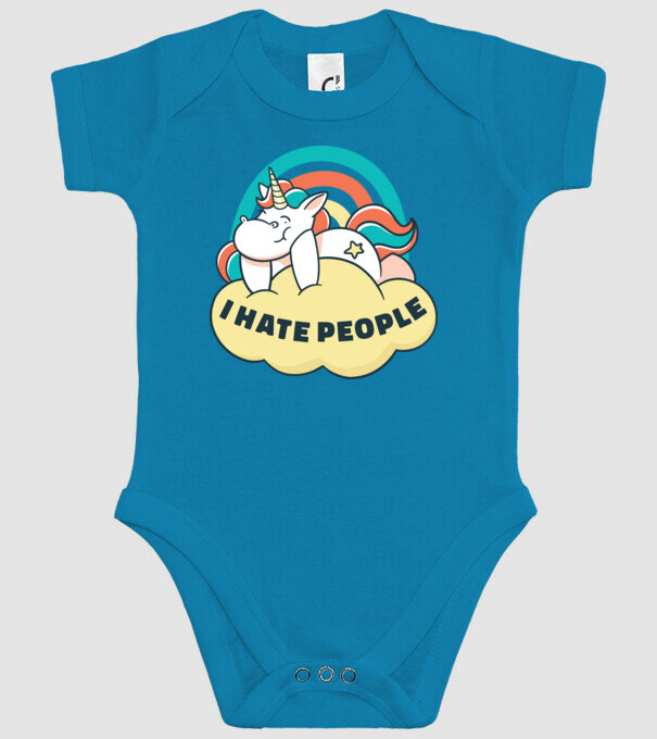 Urăsc oamenii Unicorn model turcoaz pe tricou
