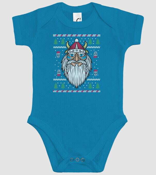 Moș Crăciun viking Pulover urât model turcoaz pe tricou