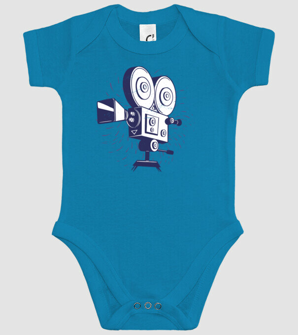 Camera video retro Vintage model turcoaz pe tricou