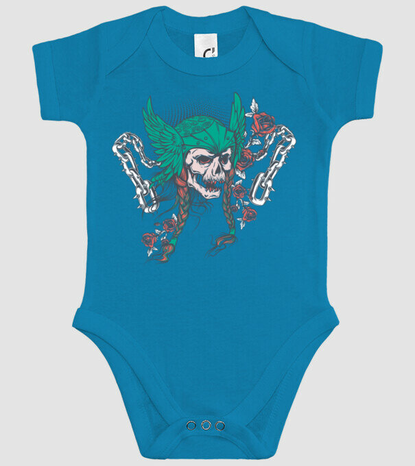 Vintage Craniu Viking model turcoaz pe tricou