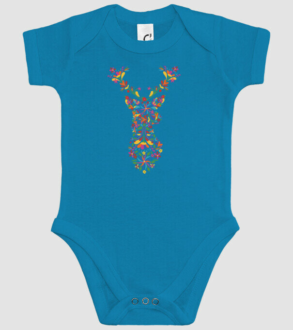 Cerb cu motive florale Floral model turcoaz pe tricou