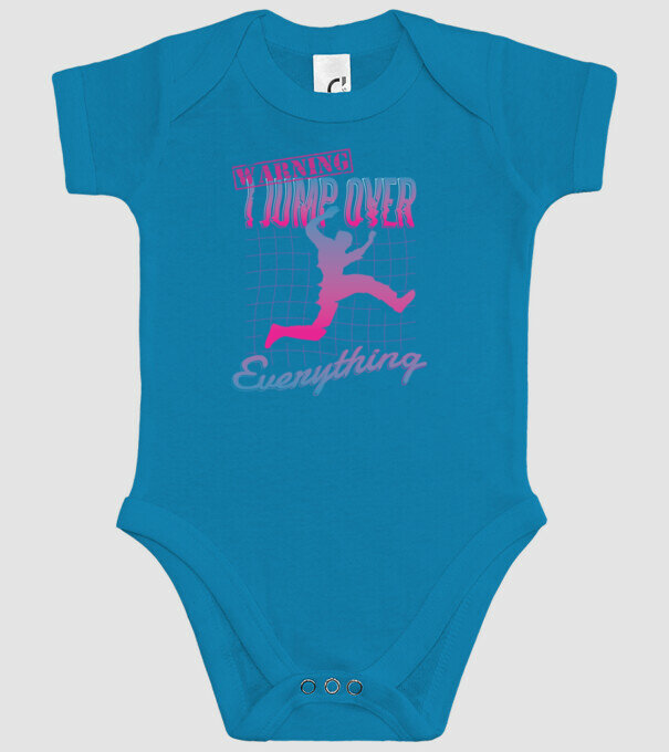 Warning I Jump over everything Parkour model turcoaz pe tricou
