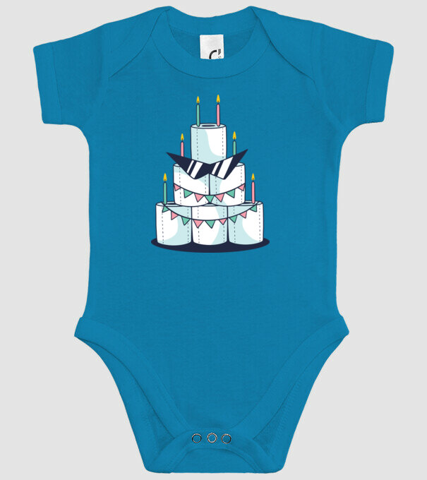 Tort de zi de naștere din hârtie igienică model turcoaz pe tricou