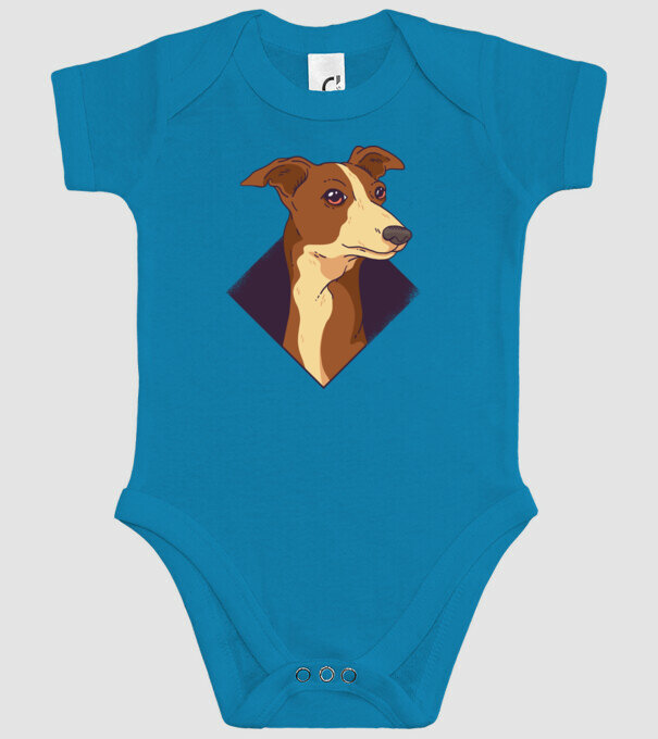 Cap câine Whippet model turcoaz pe tricou