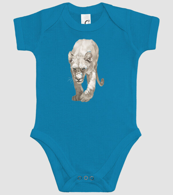white lion model turcoaz pe tricou