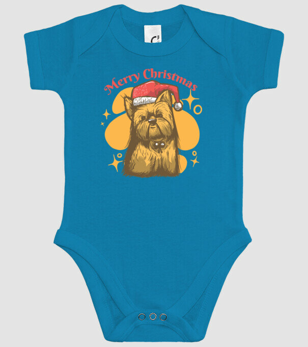 Crăciun Yorkie model turcoaz pe tricou
