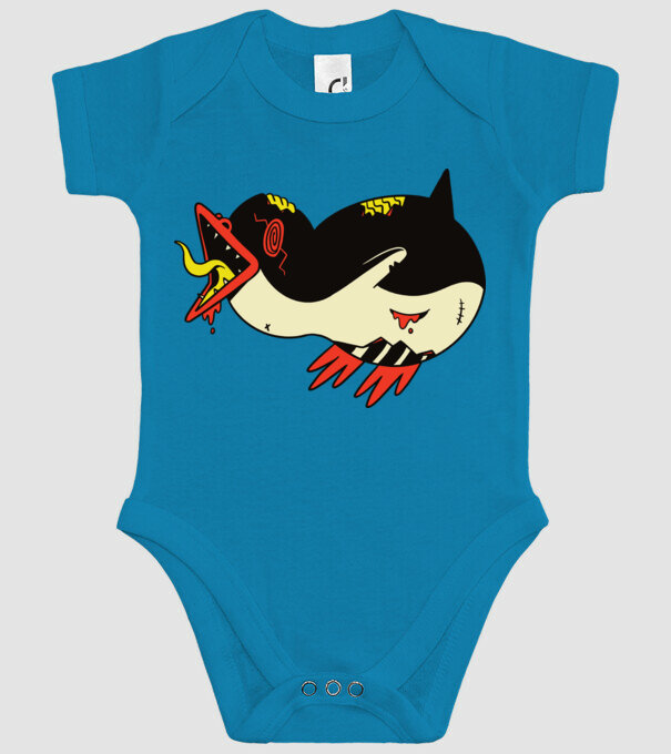 Pinguin Zombie model turcoaz pe tricou