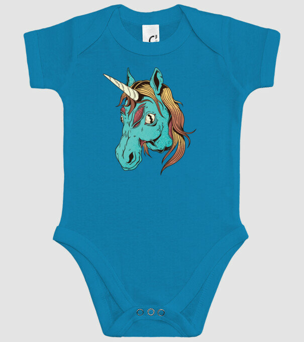 Unicorn Zombie model turcoaz pe tricou