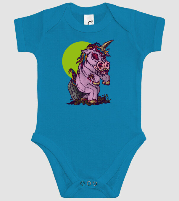 Zombie unicorn model turcoaz pe tricou