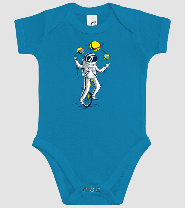 Jongler Astronaut model turcoaz pe tricou