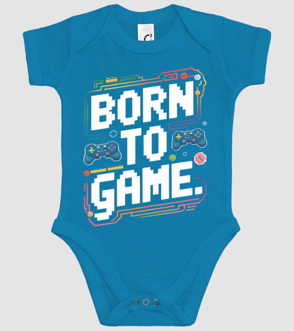 Born to Game Pixel Negru model turcoaz pe tricou