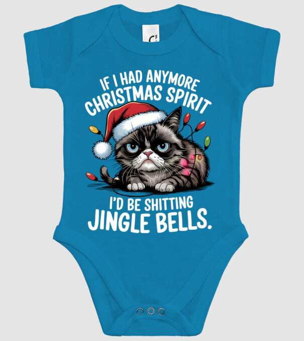 Christmas Spirit Grumpy Cat Negru model turcoaz pe tricou
