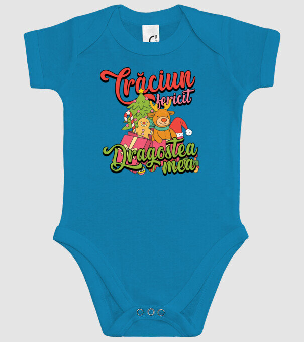 CRĂCIUN FERICIT DRAGOSTEA MEA model turcoaz pe tricou