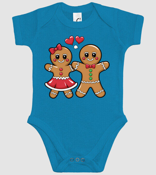 cuplu de turtă dulce în dragoste model turcoaz pe tricou
