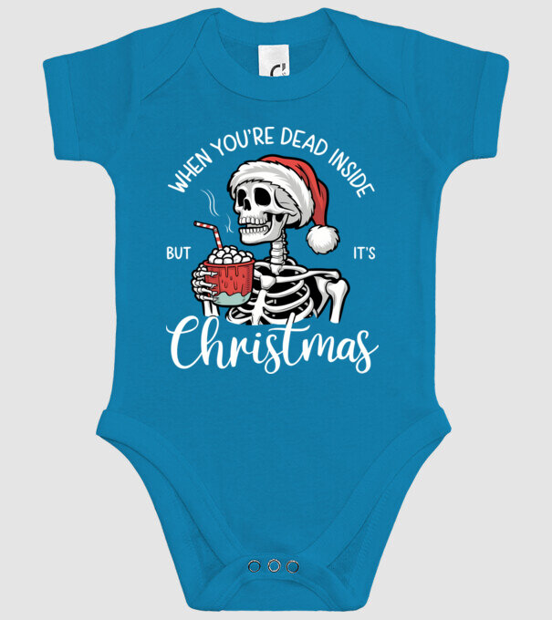 Dead inside, but it's christmas Negru model turcoaz pe tricou