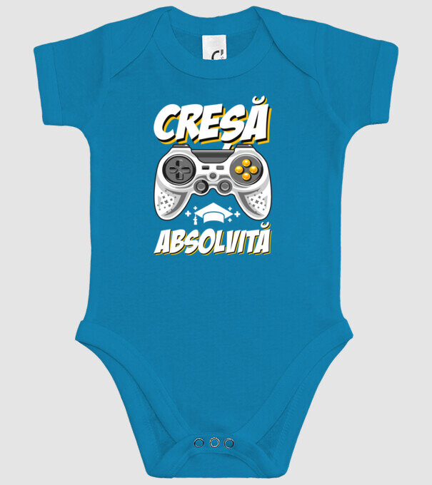 Gameri şcoală Creșă  model turcoaz pe tricou