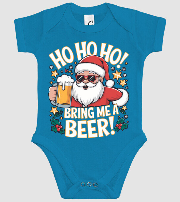 HO HO HO bring me a BEER santa Negru model turcoaz pe tricou