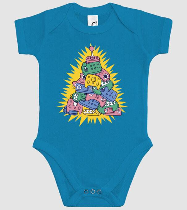 Joystick pom de Crăciun model turcoaz pe tricou