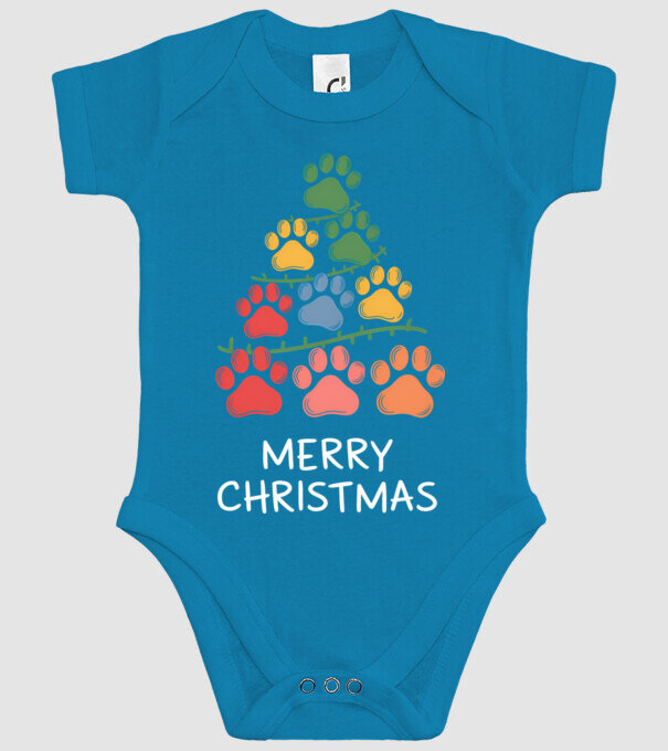 Merry Christmas Paws Negru model turcoaz pe tricou