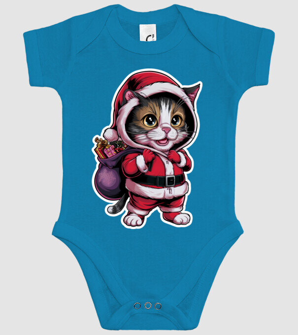 Santa Cat model turcoaz pe tricou
