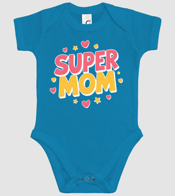 Super Mom Negru model turcoaz pe tricou