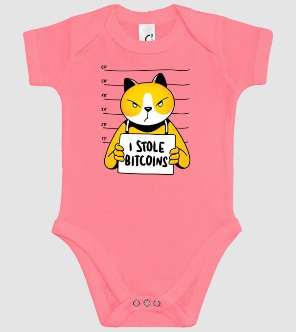 Pisică hoață Bitcoin model roz pe tricou