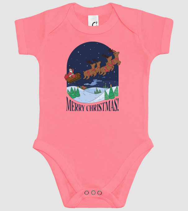 Crăciun Fericit Moș Crăciun cu reni model roz pe tricou