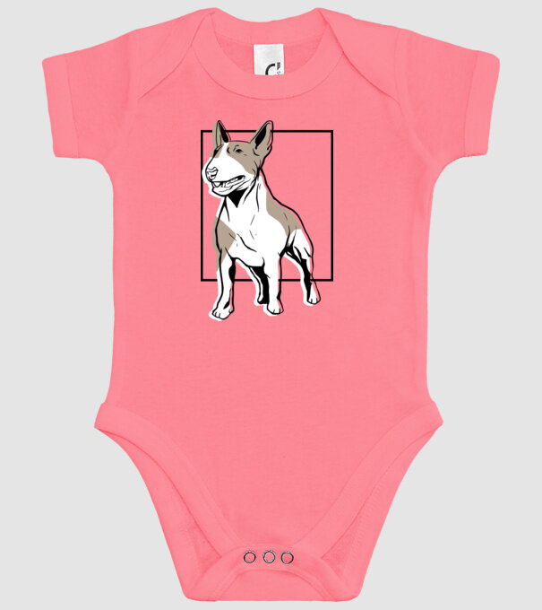 Tricou cu Câine Bull Terrier model roz pe tricou