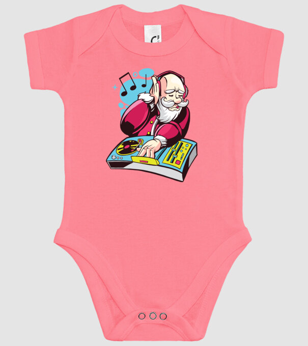 Moș Crăciun DJ model roz pe tricou