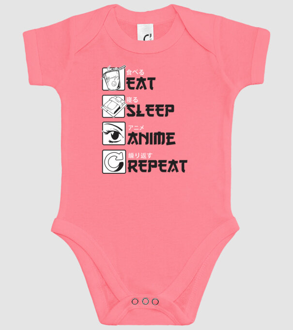 Eat Sleep Anime Repeat model roz pe tricou