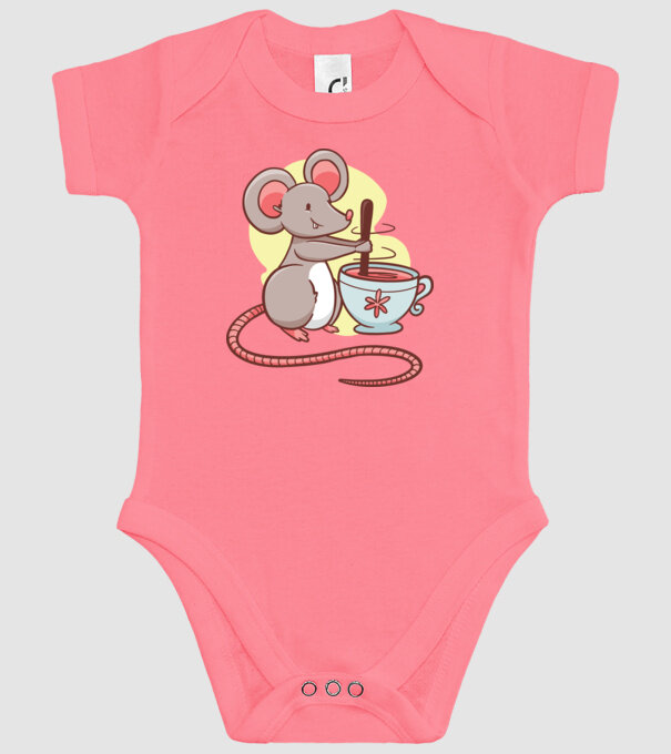 Șoarece cu ceai model roz pe tricou