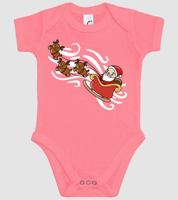 Kawaii sanie Moș Crăciun model roz pe tricou
