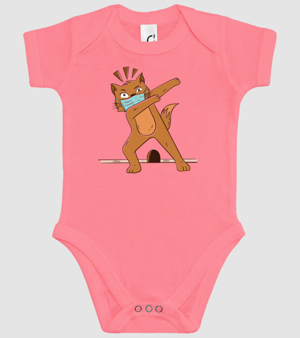 Mască Pisică Coronavirus model roz pe tricou
