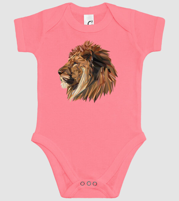lion polygon model roz pe tricou