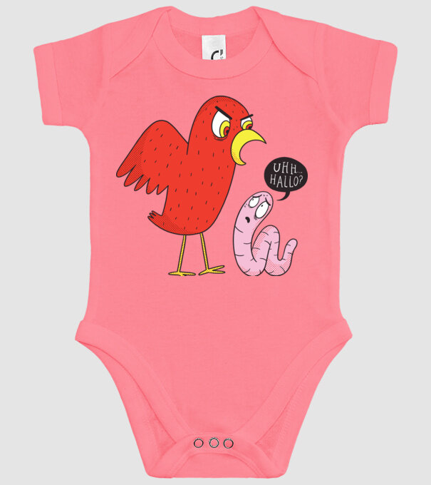 Pasăre cu vierme model roz pe tricou