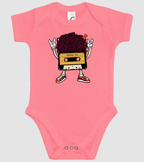 Casetă retro cu păr afro model roz pe tricou