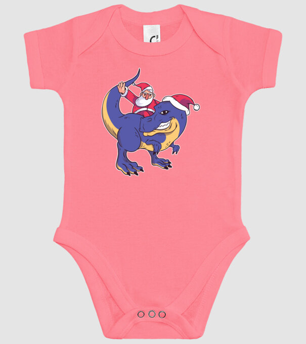 Santasaurus Moș Crăciun pe dinozaur model roz pe tricou
