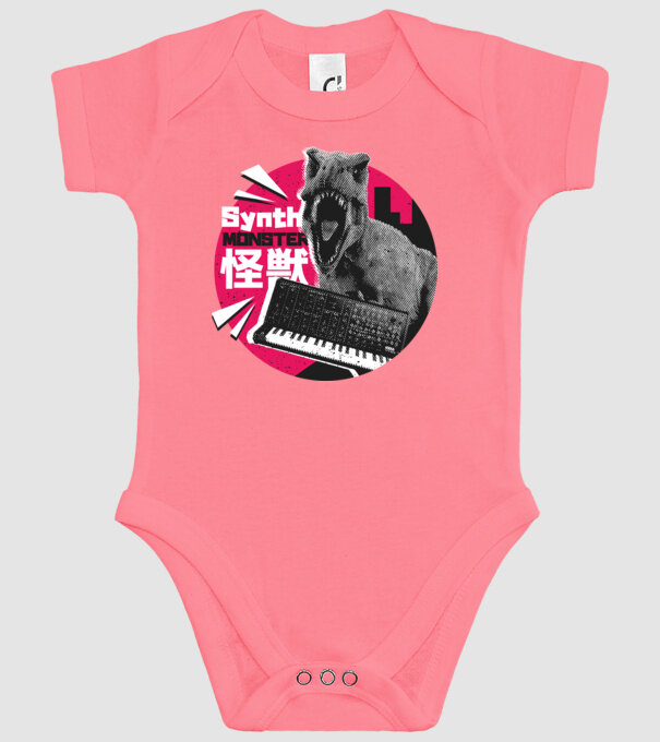 Dinozaur sintetizator model roz pe tricou