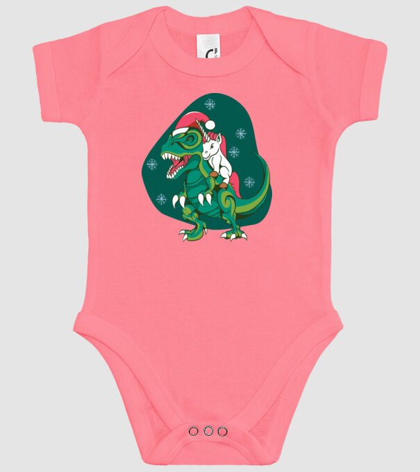 T-rex unicorn Crăciun model roz pe tricou