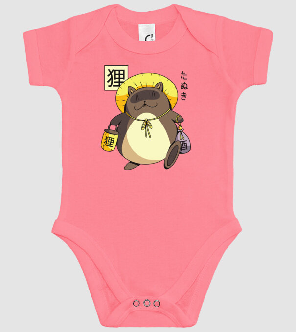 Tanuki Yokai model roz pe tricou
