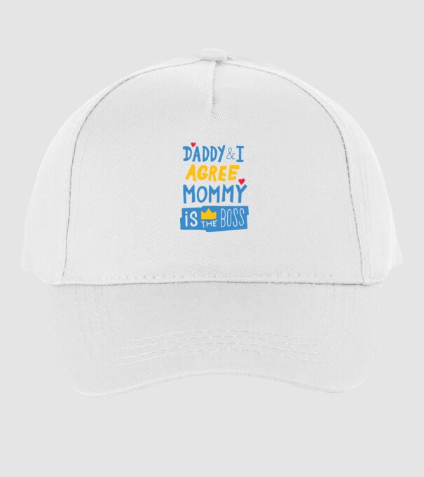 Mama e șefa model alb pe tricou