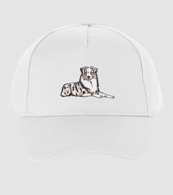 Câine ciobănesc Australian model alb pe tricou