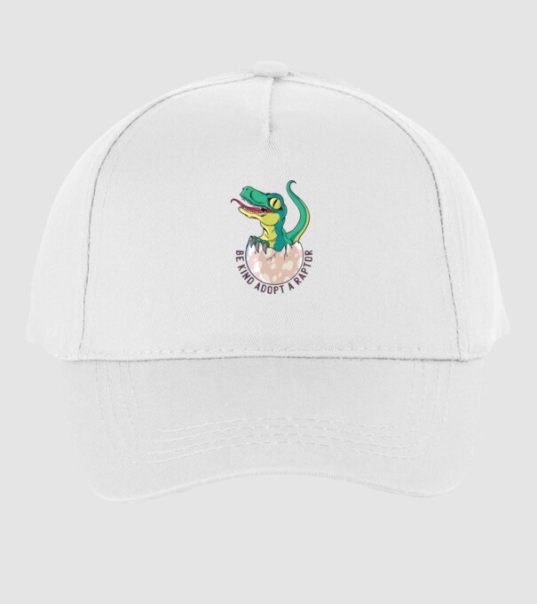 Be kind adopt a Raptor tricou cu dinozaur model alb pe tricou