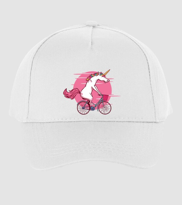 Unicorn cu bicicletă model alb pe tricou