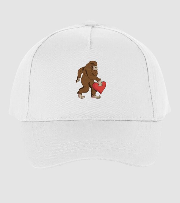 Bigfoot Yeti cu inimă model alb pe tricou