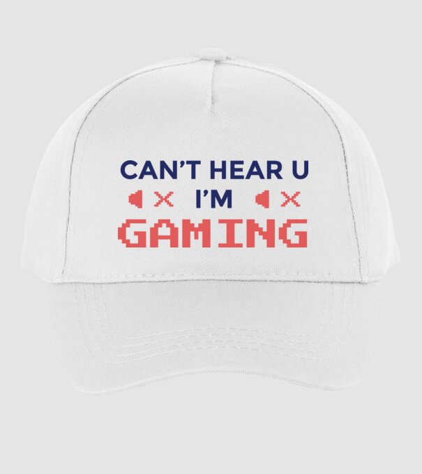 'Can''t hear U - I''m Gaming' model alb pe tricou