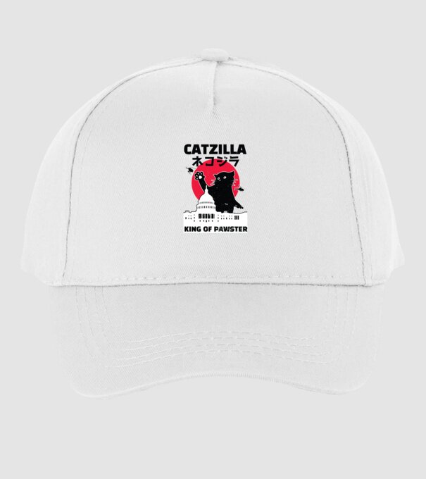 Catzilla - Pisică Godzilla model alb pe tricou