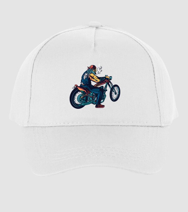 Motociclist Chopper model alb pe tricou
