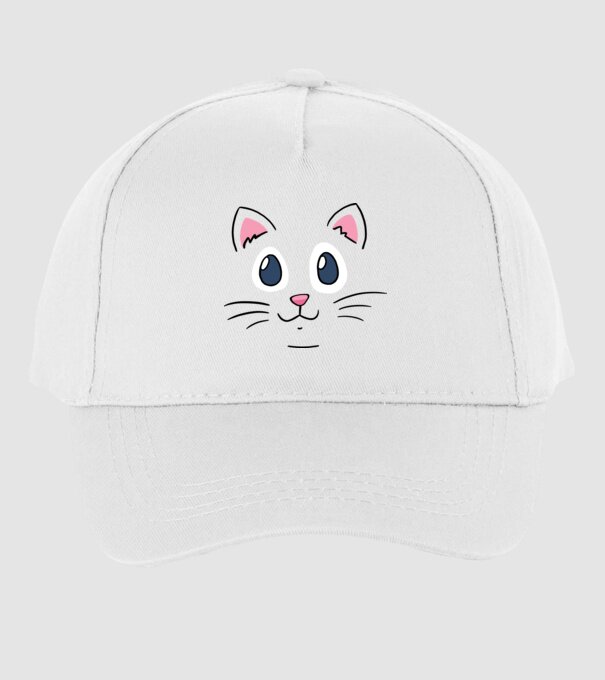 Cap pisică model alb pe tricou